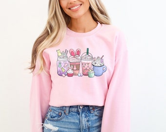 Easter Sweatshirt, Easter Coffee, Coffee Lover Sweatshirt, Easter Shirt, Happy Easter Peeps, Womens Easter Shirt, Easter Gift for Teen Girl