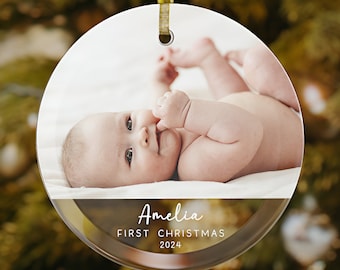 Personalized Baby's First Christmas Photo Ornament 2024, Custom Baby Ornament, 1st Christmas Ornament, Baby Shower Gift, New Baby Keepsake