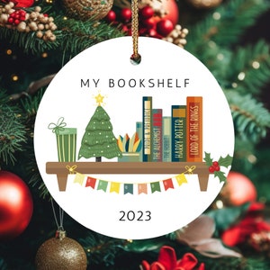 Personalized 2023 Bookshelf Book Lover Ornament, Reading Log, Custom Book Log Christmas Gift Teacher, Librarian, Books Christmas Ornament