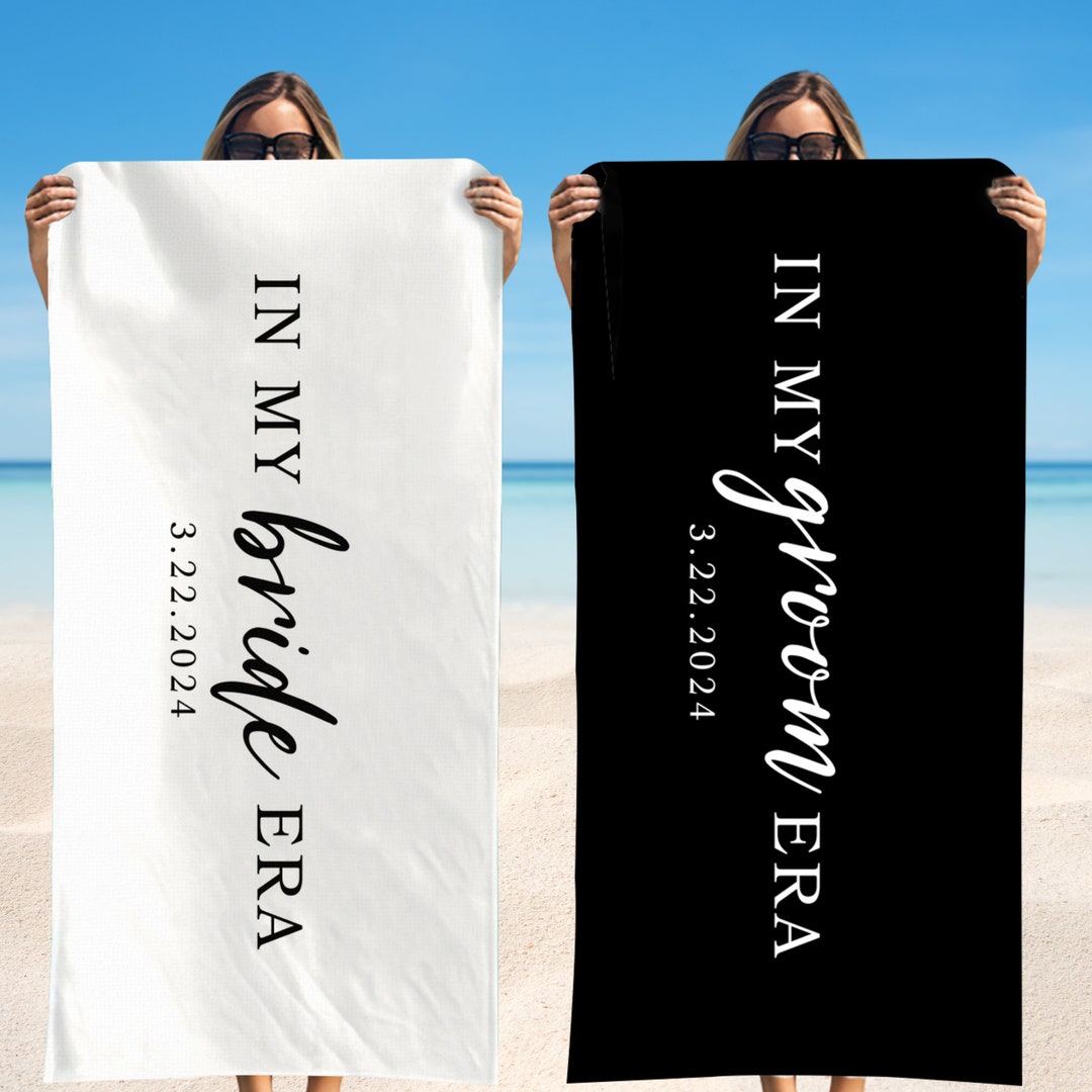 Toalla de playa Mr Mrs, toallas de luna de miel personalizadas a