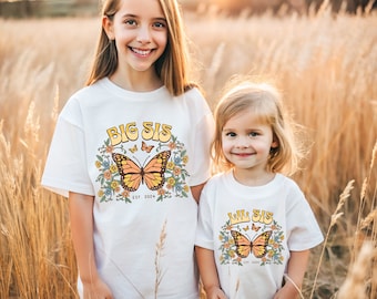 Camisa de hermana mayor, camisas personalizadas de hermana mayor Lil Sis, nuevo regalo de hermana mayor, nuevo juego de hermanos de regalos de hermana bebé, nuevo traje de bebé, hermanas a juego