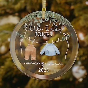 Personalized Expecting Baby Ornament, Pregnancy Announcement Ornament, Baby Bump, Custom Baby Boy Coming Soon Ornament, Baby's 1st Christmas