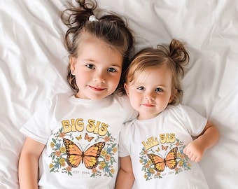Camisa de hermana mayor, camisas personalizadas de hermana mayor Lil Sis, nuevo regalo de hermana mayor, nuevo juego de hermanos de regalos de hermana bebé, nuevo traje de bebé, hermanas a juego