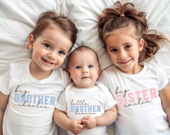 Big Sister Shirt, Custom Siblings T-Shirts, New Big Sister Gift, New Baby Little Sister Gifts Sibling Set, Big Brother Tee, Big Brother Gift