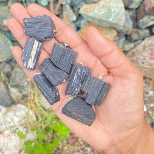 Raw Black Tourmaline Log Pendant: Natural Protection Necklace