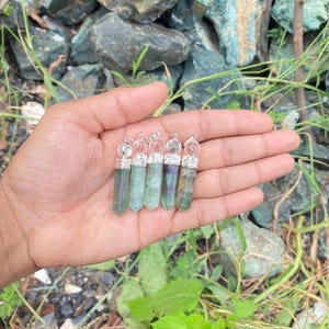 Green Fluorite Point Pendant: Brass Accent, Mental Clarity