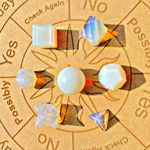 Opalite Geometry Set - Platonic Solids Sacred Geometric Set Crystal Geometry Set for crystal healing education | 7 pcs.
