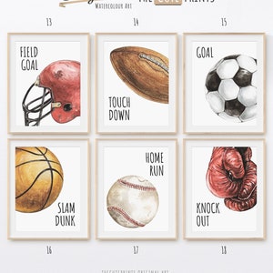 Sports Prints, Set of Sports Art Prints Boy Nursery Decor, Boys Room Sports Wall Art Decor