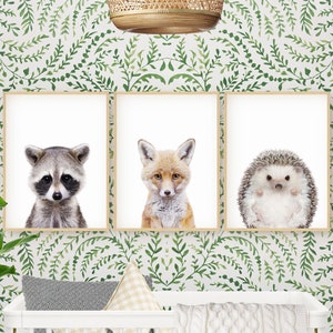 Woodland Baby Animal Prints, Set of 3 Printable Nursery Wall Art Decor Animals Print, Instant Digital Download