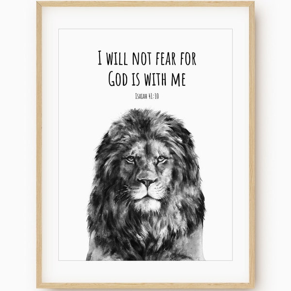 Bible Verse Lion Print, Lion Wall Art Printable, Watercolor Bible Verse Art Prints, Digital Download