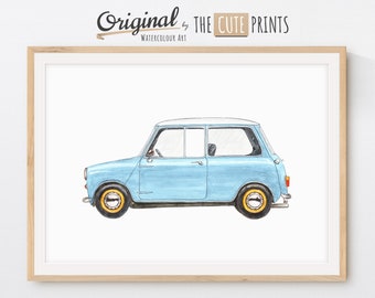 Mini Classic Car Print, Vintage Car Wall Art, Printable Mini Vehicle Print, Kids Room Wall Decor, Transportation Decor, Vehicle Wall Art,