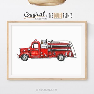 Fire Truck Print, Fire Truck Printable, Rescue Car Print, Firetruck Decor, Nursery Wall Art, Transportation Wall Art, Firetruck Birthday