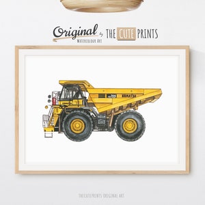 Dump Truck Printable Wall Art, Dumper Truck Print, Construction Nursery Decor, Toddler Boy Room Decor, Watercolor Wall Art, Boy Bedroom