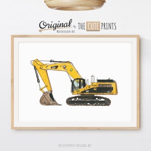 Excavator Print, Printable Digger Wall Art, Toddler Boy Room Poster, Construction Excavator Truck Print,  Transportation Nursery Wall Art