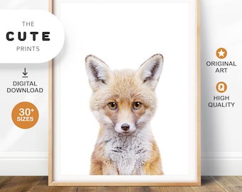 Fox Print Nursery Wall Art Decor, Woodland Animal Prints, Instant Digital Download Poster