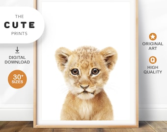 Lion Print, Safari Animal Prints, Baby Lion Cub Poster, Safari Nursery Wall Art