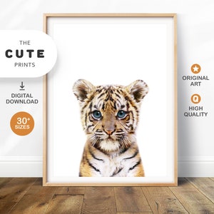 Impresión de tigre, decoración de pared de guardería de safari, póster con impresiones de animales para bebés