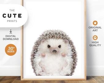 Nursery Art Hedgehog Print, Woodland Animals Printable Art, Nursery Decor Baby Animal Prints