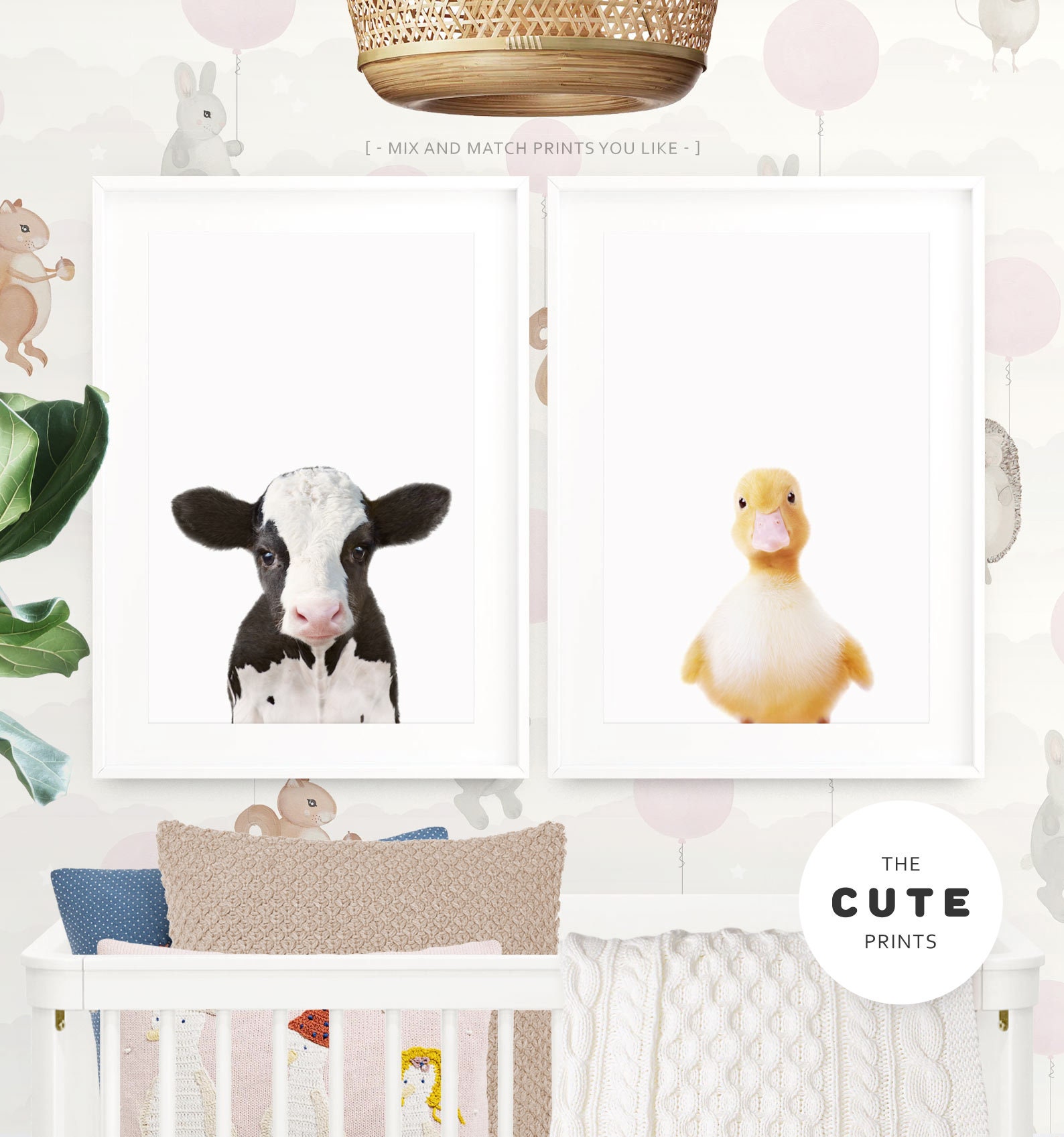 Cow Print Nursery Decor Printable Wall Art Animals Baby Etsy