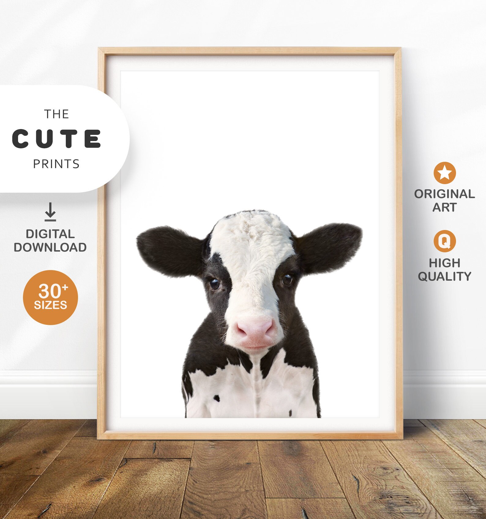 Cow Print Nursery Decor Printable Wall Art Animals Baby Etsy