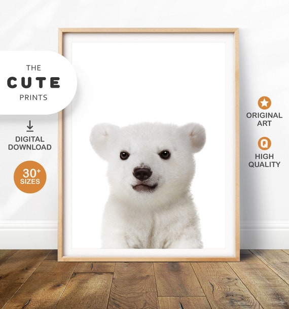 Polar Bear Print Nursery Decor, Printable Wall Art Baby Animal Prints
