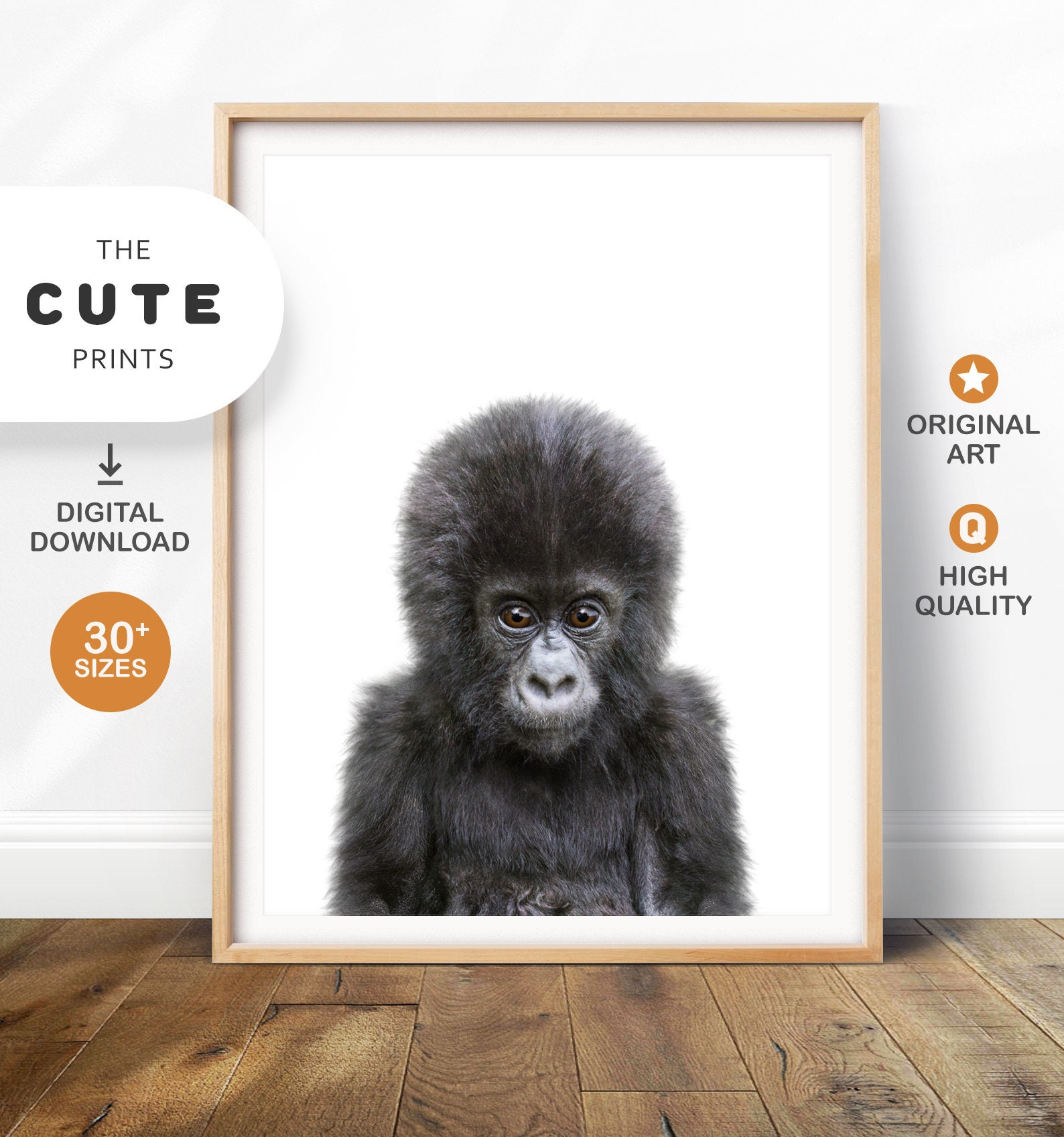 Gorilla Print Safari Animals Printable Art Nursery Decor Etsy Australia