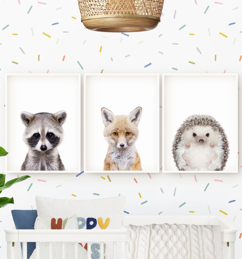 Woodland Baby Animal Prints, Set of 3 Printable Nursery Wall Art Decor ...