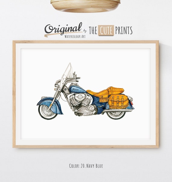 Navy Blue Motorcycle Print, Motorbike Fine Art Print, Motorbike Print, Motorcycle Wall Art, Transportation Nursery Decor, Boy Room Decor