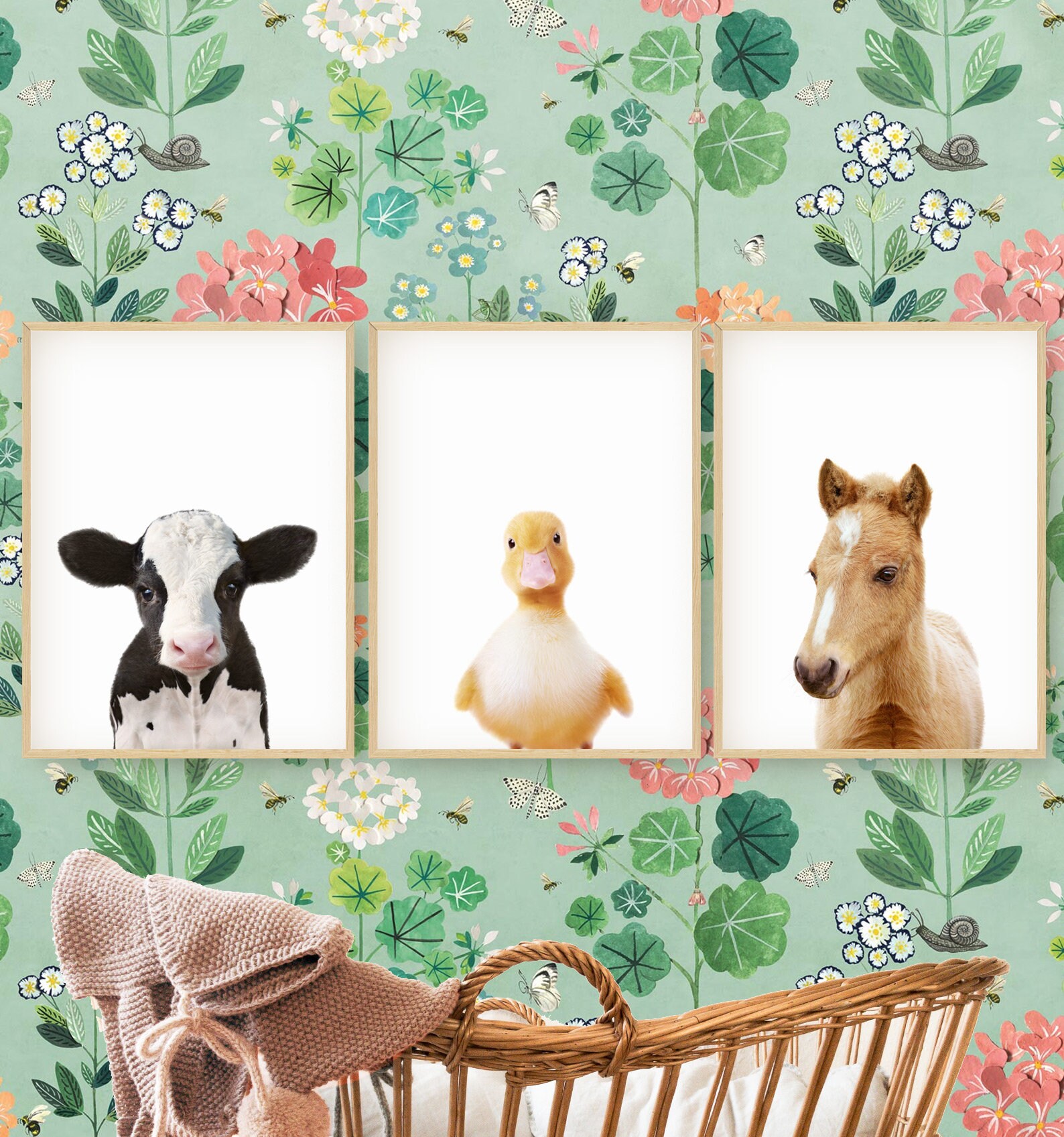 Farm Animal Prints Set of 3 Printable Wall Art Nursery Print | Etsy