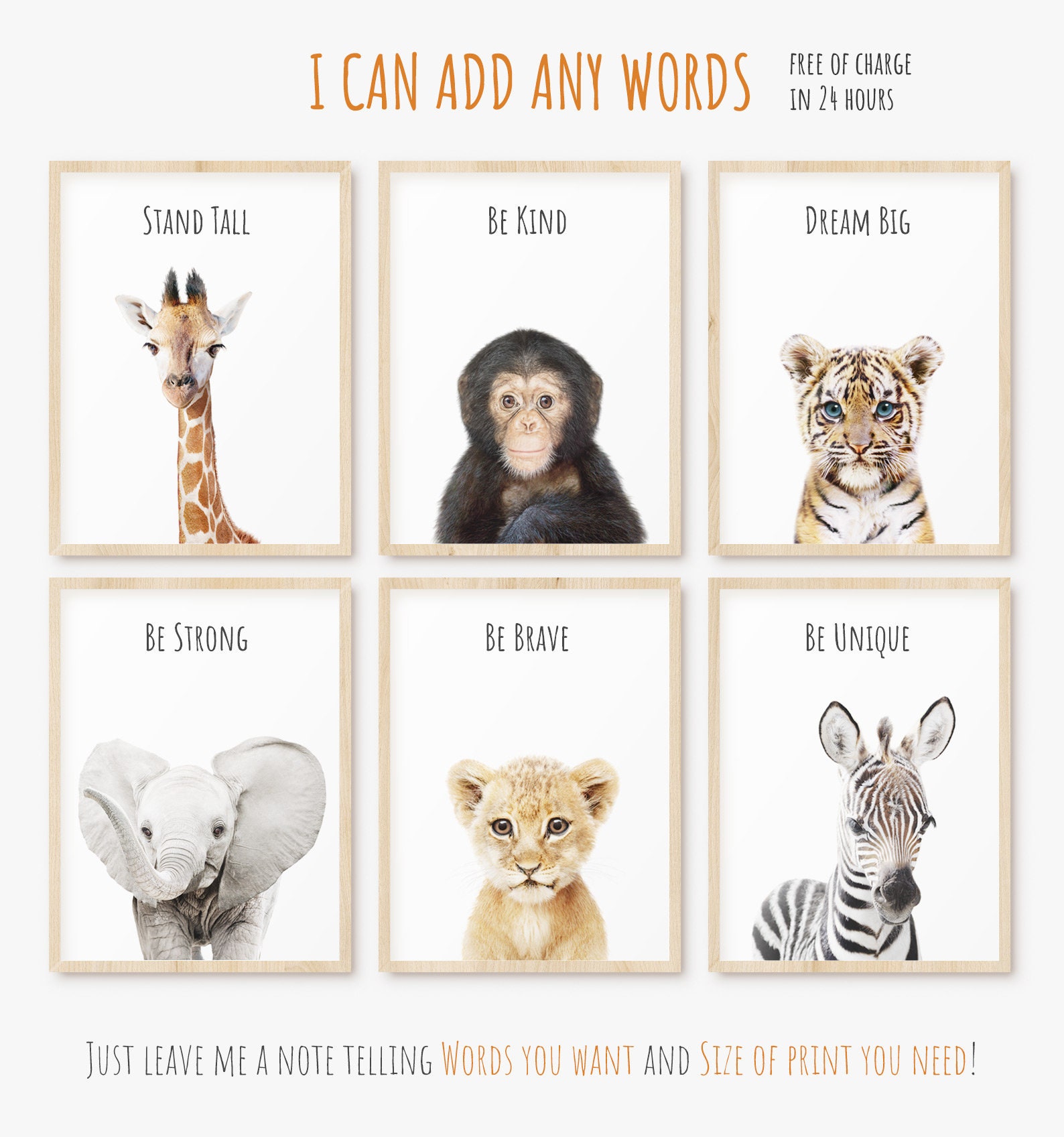 Jungle Animal Prints Safari Nursery Print Set of Baby | Etsy
