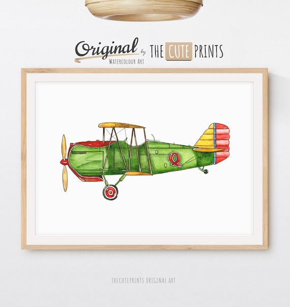 Vintage Airplane Print, Biplane Wall Art, Printable Plane Wall Art, Classic Plane Print Nursery Decor, Boys Room Decor, DIGITAL DOWNLOAD