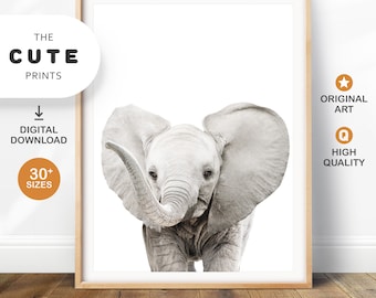 Elephant print, Nursery Wall Art Printable Baby Animal Prints, Safari animals Nursery decor