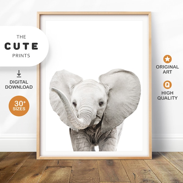 Elephant print, Nursery Wall Art Printable Baby Animal Prints, Safari animals Nursery decor