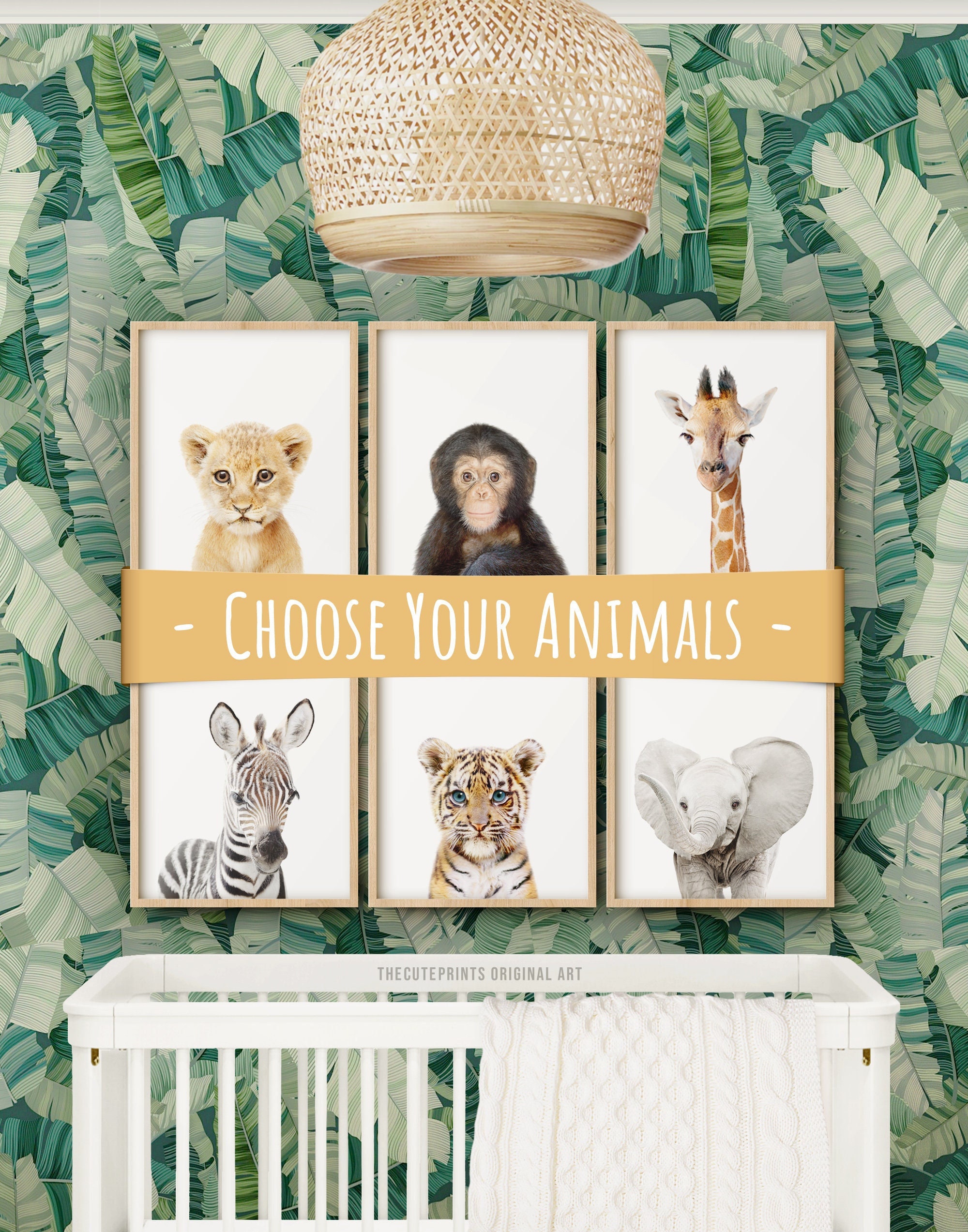 Jungle Animal Prints Safari Nursery Print Set of Baby | Etsy