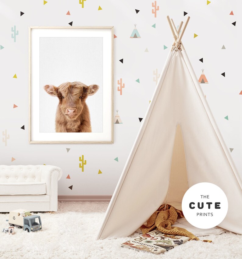 Highland Cow Print Nursery Decor Printable Baby Animal Etsy