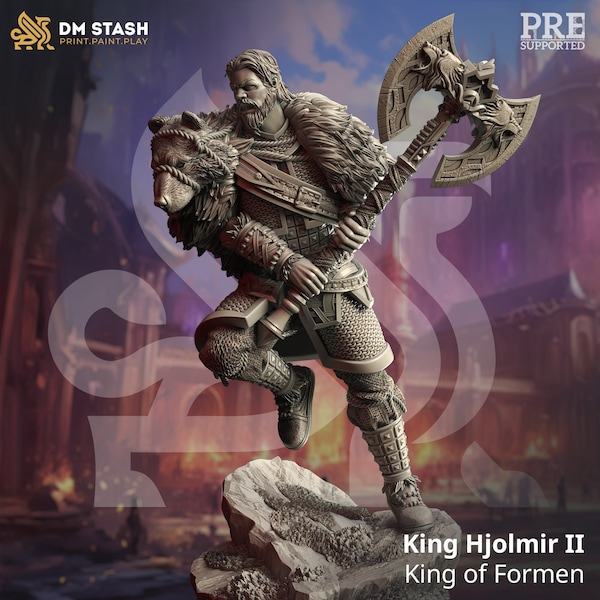 King Hjolmir, King of Formen custom 3D printed miniature with base