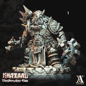 Dwarven engineer warriors custom 3D printed miniature with base