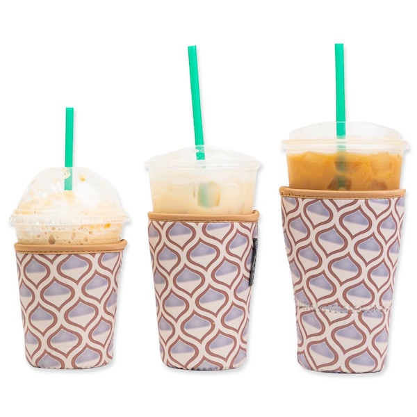 3-Pack (16-32oz) Reusable Neoprene Insulator Sleeve for Iced Coffee or Cold Beverage Cups (Boho)