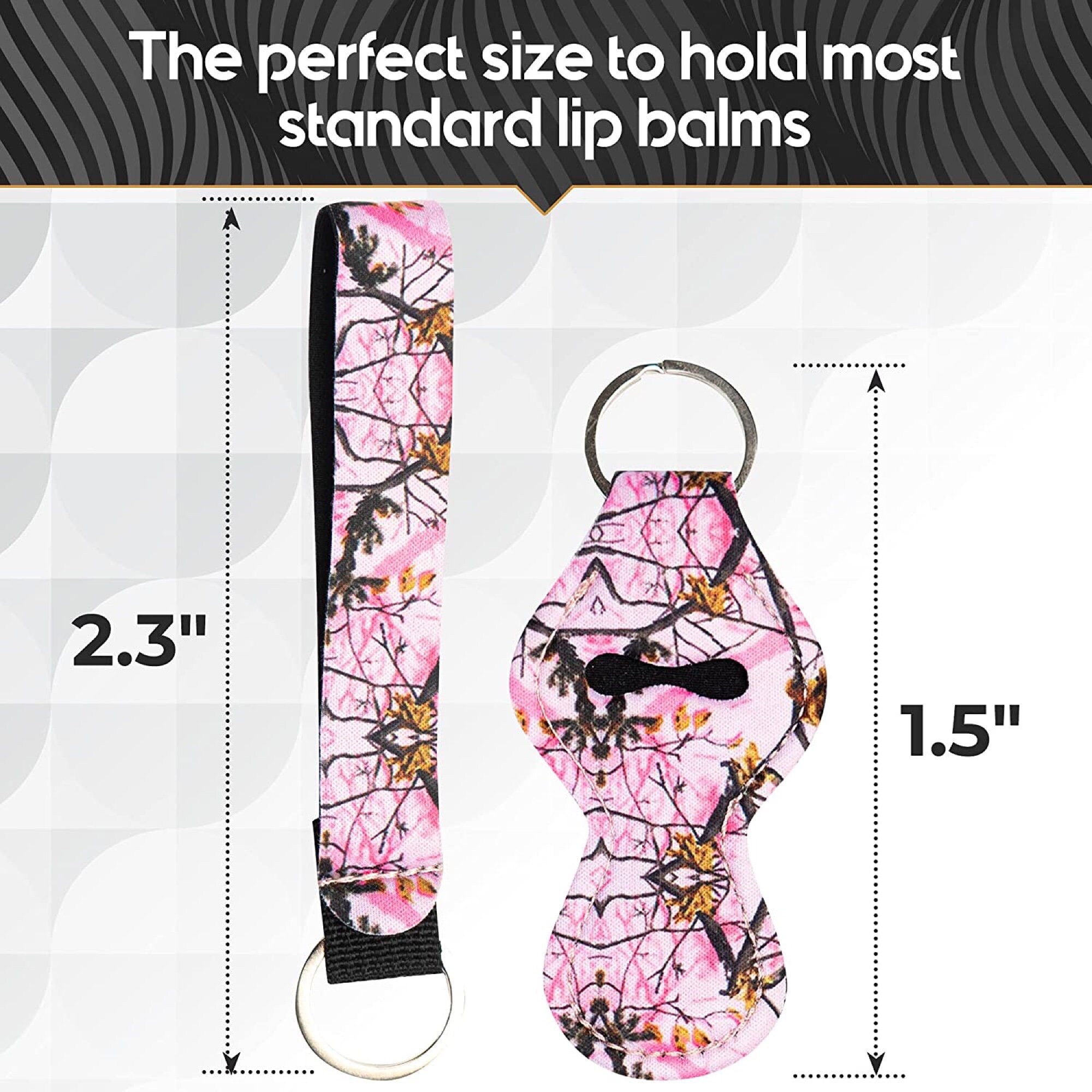 Chapstick Keychain Holder - Neoprene Lip Balm Holder With Light Glitter Print, Clip-On For Keys Or Bags, 6 Pack - View #3