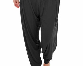 Bodywear LTD Ladies Harem Trousers - Women's Full-Length Stretch Casual Pants