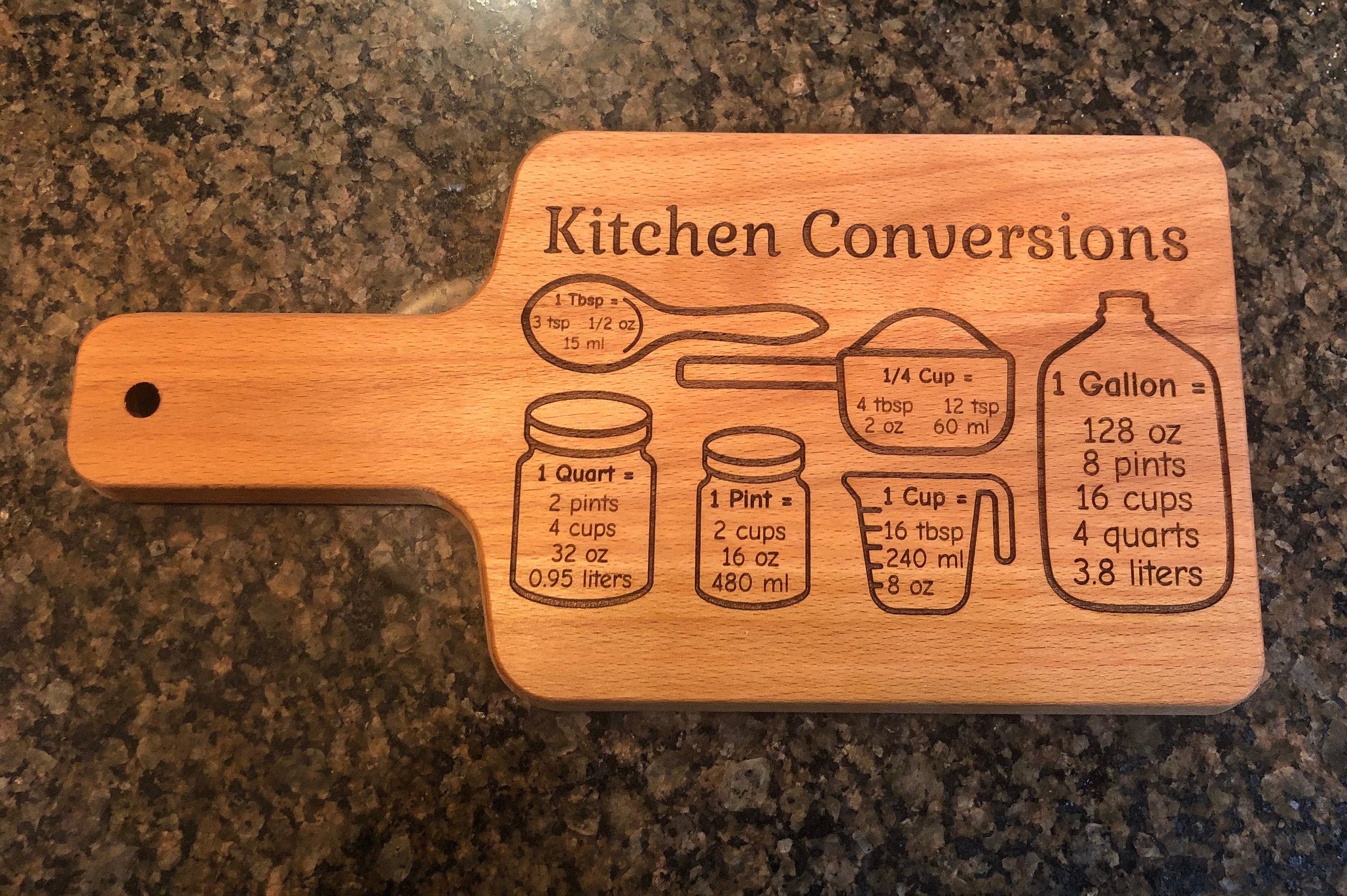 Cooking Conversion Board Cutting Board With Kitchen Conversion Charts - Etsy