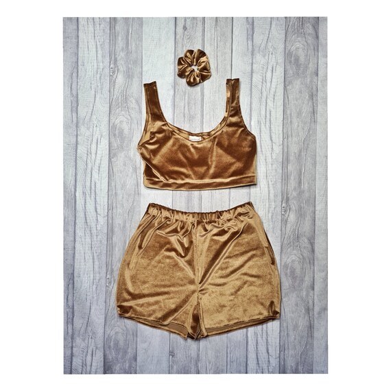 Gold Luxury Velvet Velour Loungewear Set Shimmer Gloss Sparkly - Etsy