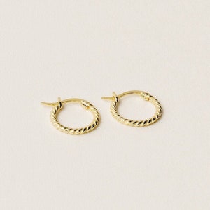 Gold Twisted Huggie Hoop Earrings, Thin Gold Hoop Earrings, Mini Hoop Earrings, Small Gold Hoop Earrings, Tiny Gold Hoops, Gift for Women