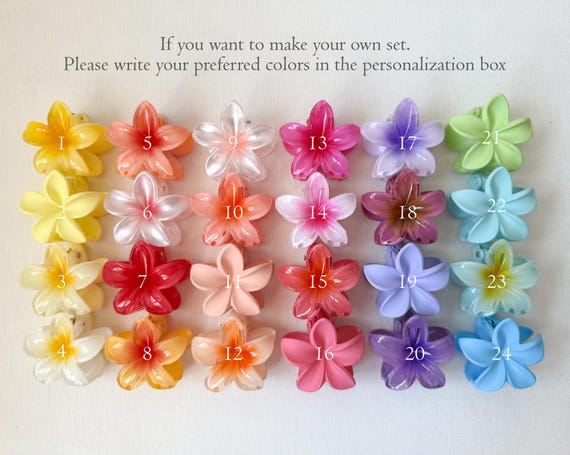 Set of 3 Small Hibiscus Flower Hair Claw Clips, Mini  display picture 1