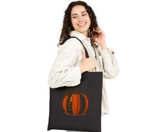 Dark Book Pumpkin Tote Bag | Fall Harvest Canvas Tote