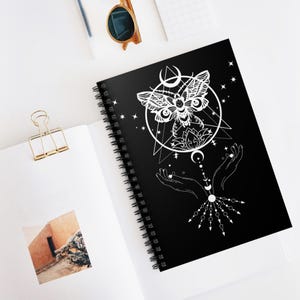 Celestial Deathmoth Spiral Notebook - Ruled Line for Spells and Poems, Mystic Journal, Celestial Notebook, Death Moth Diary, Ruled Line