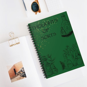 Witchy Spiral Notebook - Ruled Line, Dark Moody Potions Spells Journal, Halloween Stationery Gift, Magic Wicca Planner Diary, Gothic Writing