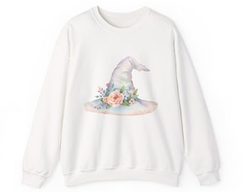 Watercolor Floral Witch Hat Sweatshirt | Pastel Wizardry Crewneck