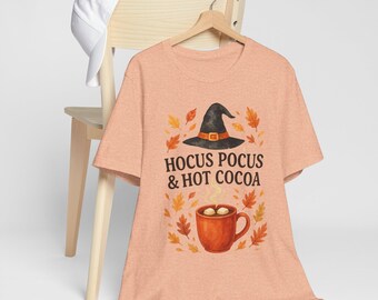 Hocus Pocus & Hot Cocoa Tee | Witch Hat, Mug, Autumn Leaves