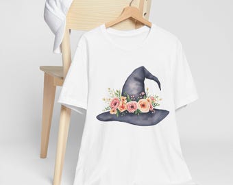 Floral Witch Hat T-Shirt | Watercolor Wizard Tee
